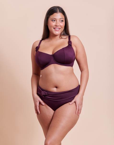 Curvy Kate Beach bliss high leg bikini brief in mulberry purple