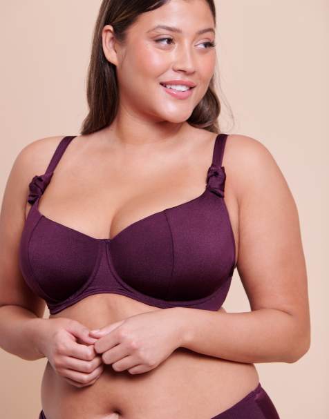 Curvy Kate Beach bliss scooped balcony bikini top in mulberry purple