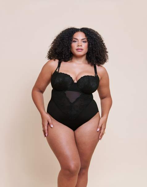 Curvy Kate Boost lace padded balcony body black in black - view 1