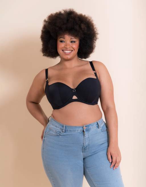 Curvy Kate Boost Me Up Padded Balcony Fuller Bust Bra in Black, 3 of 3