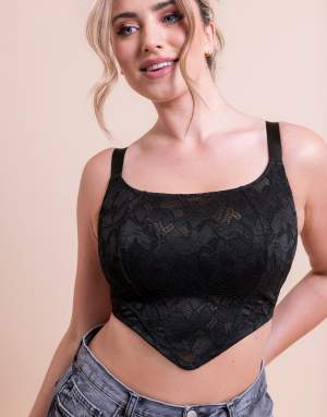 Curvy Kate Calla longline corset bra fuller bust in black