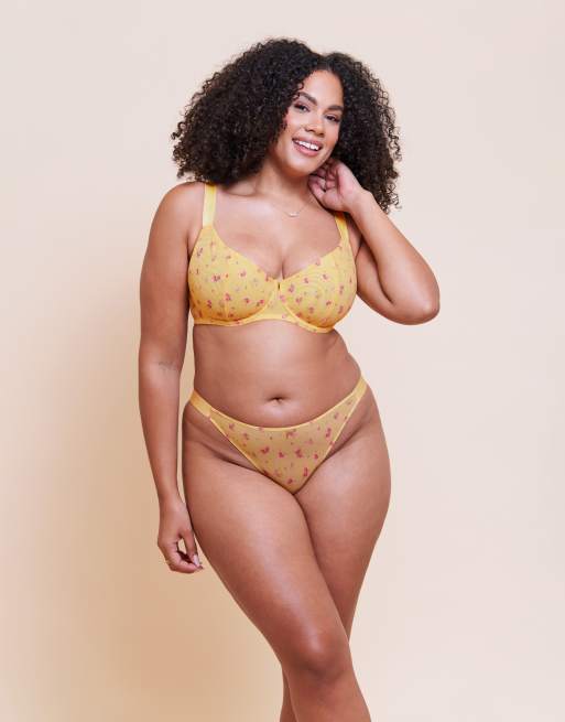 Curvy Kate Cool cat lingerie set in yellow floral, 3 of 3