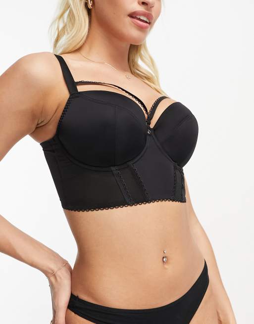 Curvy Kate Fuller Bust - Extrovert - Sort longline-BH med balconette-snit og picot-kant