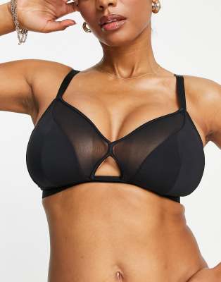 Curvy Kate Curvy Kate Fuller Bust Get up & chill non wired bralette with mesh insert in black