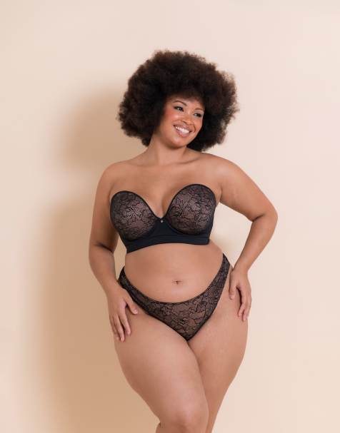 Curvy Kate Hey girls fuller bust thong in black/latte  - view 1