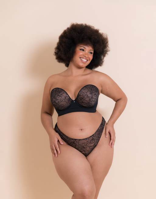 Curvy Kate Hey girls thong in black/latte