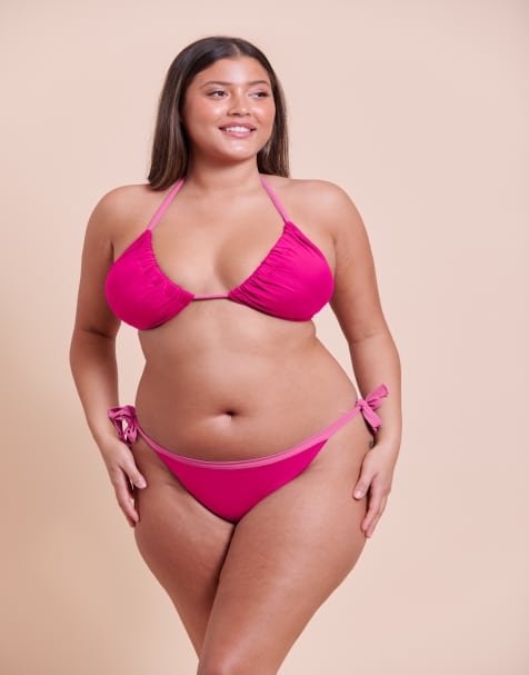 Curvy Kate Ibiza string bikini top in pink - view 1