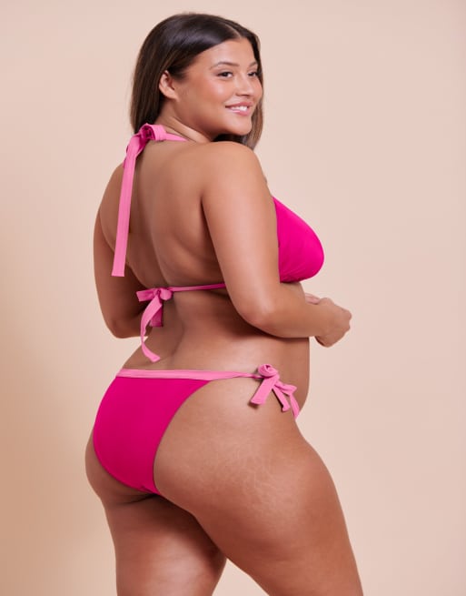 Curvy Kate Ibiza string bikini top in pink, 2 of 4