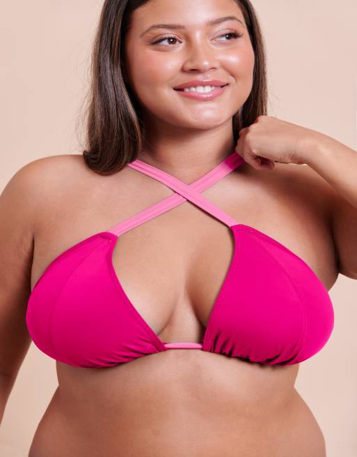 Curvy Kate Ibiza string bikini top in pink, 3 of 4