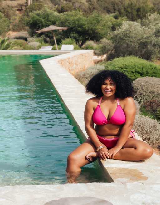 Curvy Kate Ibiza string bikini top in pink, 4 of 4
