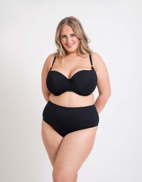 Curvy Kate Jet padded balcony bikini set in black - view 1