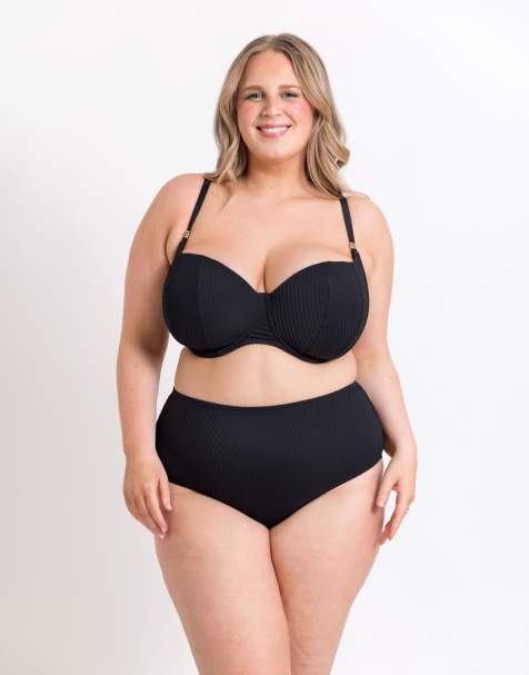 Curvy Kate Jet set high waist bikini brief in black - view 1