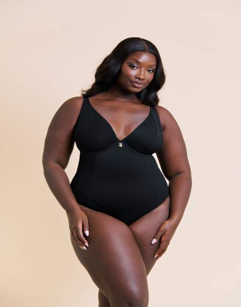Curvy Kate Jet set multiway plunge swimsuit fuller bust in black - view 1