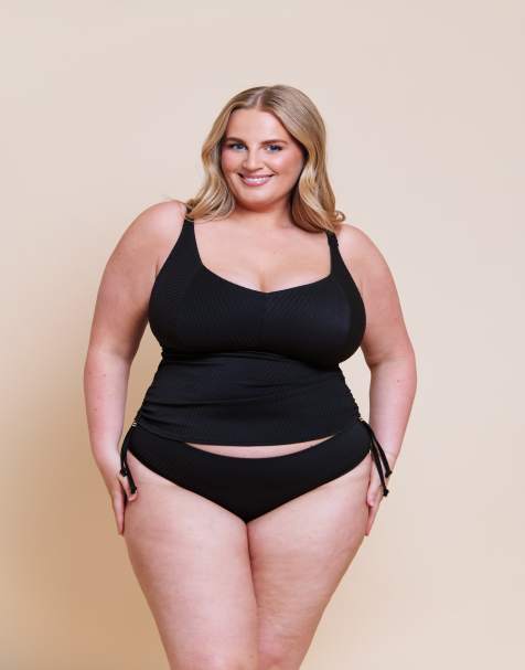 Curvy Kate Jet set non-wired multiway tankini top in black - view 1