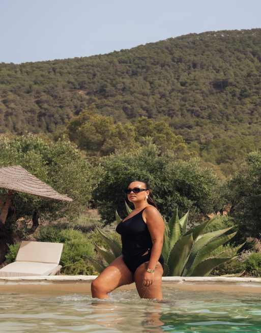 Curvy Kate Jet set non-wired multiway tankini top in black, 4 of 4