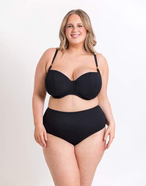 Curvy Kate Jet set padded balcony fuller bust bikini top in black - view 1