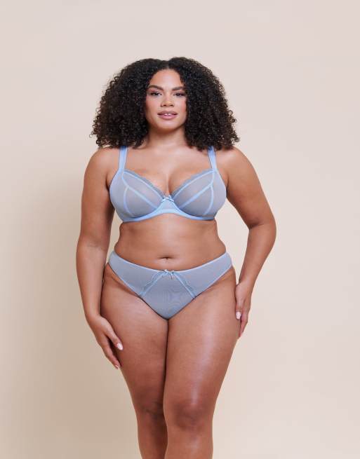 Curvy Kate Lightstyle scallop brazilian light blue/silver fuller bust in light blue/silver, 3 of 4