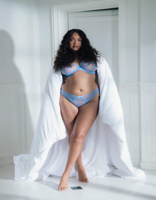Curvy Kate Lightstyle scallop brazilian light blue/silver fuller bust in light blue/silver, 4 of 4