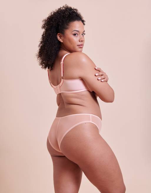 Curvy Kate Lightstyle scallop plunge bra fuller bust in blush pink, 3 of 4