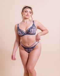 Curvy Kate Scantilly bound blossom deep plunge bra fuller bust in steel grey