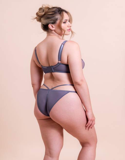 Curvy Kate Scantilly bound blossom deep plunge bra fuller bust in steel grey, 2 of 4