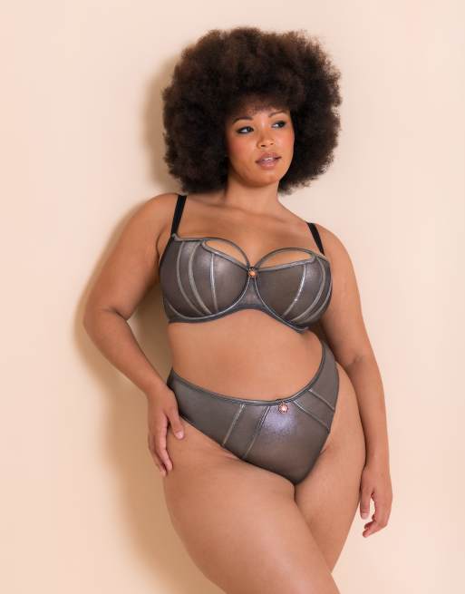 Curvy Kate Scantilly eos balcony bra in black sparkle