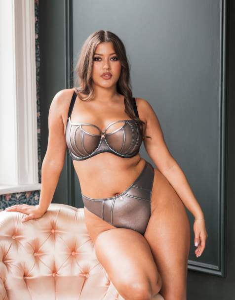 Curvy Kate Scantilly eos balcony bra & thong in black sparkle - view 1