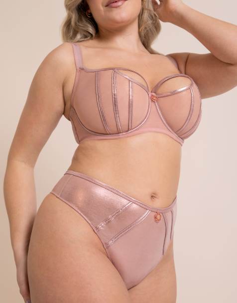 Curvy Kate Scantilly eos balcony bra & thong in rose gold - view 1