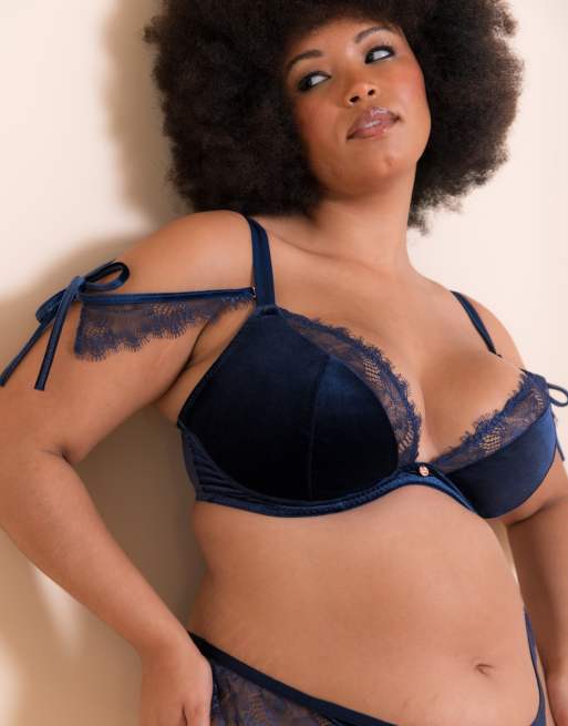 Curvy Kate Scantilly glamour puss superplunge padded plunge bra fuller bust in midnight navy, 3 of 3