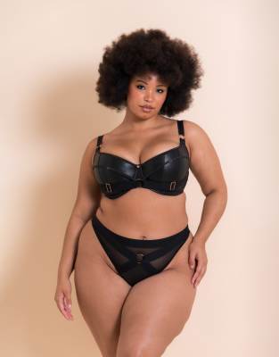 Curvy Kate Scantilly harnessed padded fuller bust half cup bra in black