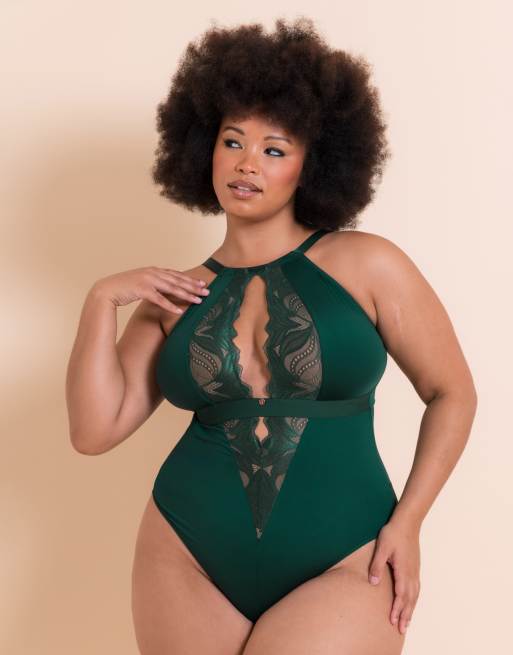 Curvy Kate Scantilly indulgence multiway stretch lace body fuller bust in emerald, 2 of 3
