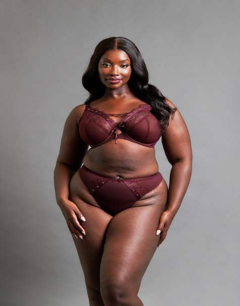 Curvy Kate Scantilly laced up high waist thong merlot in merlot - view 1