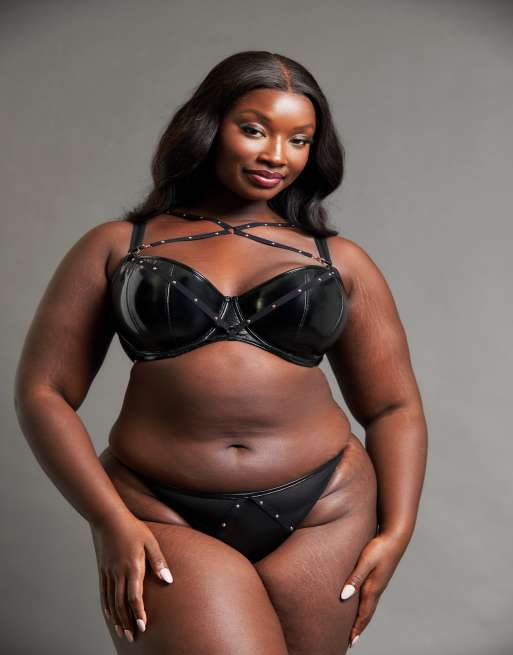 Curvy Kate Scantilly studded seduction tanga brief black in black, 3 of 4