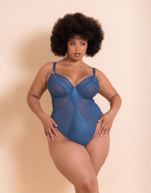 Curvy Kate Scantilly suspense plunge bodysuit in french blue