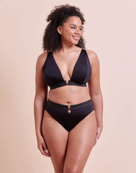 Curvy Kate Siren seas high leg bikini brief in black - view 1