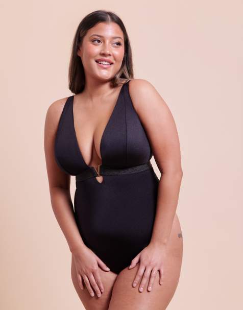 Curvy Kate Siren seas non-wired swimsuit in black - view 1
