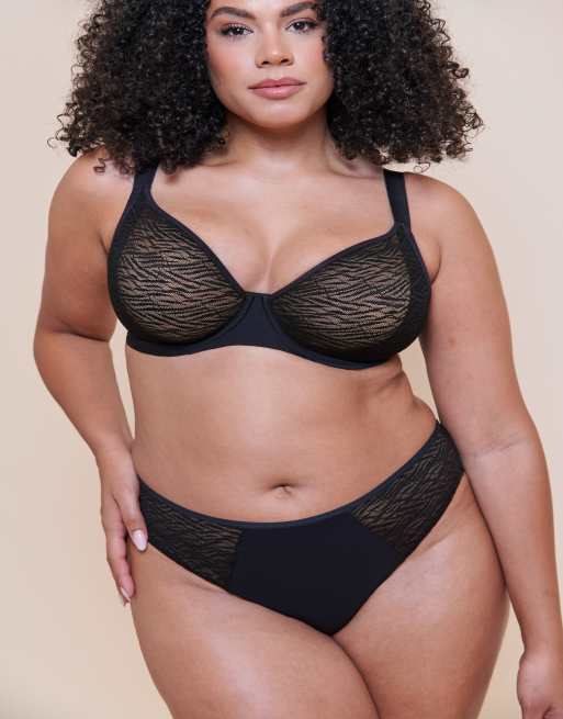 Curvy Kate Smoothie lace brazilian brief black fuller bust in black, 3 of 4