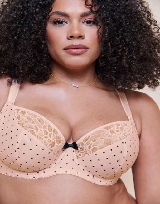 Curvy Kate Spellbound printed balcony bra fuller bust in cream polka dot print, 3 of 4
