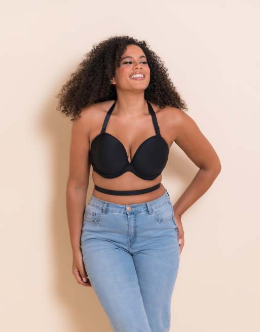 Curvy Kate Superhero multiway padded plunge fuller bust bra in black , 3 of 4