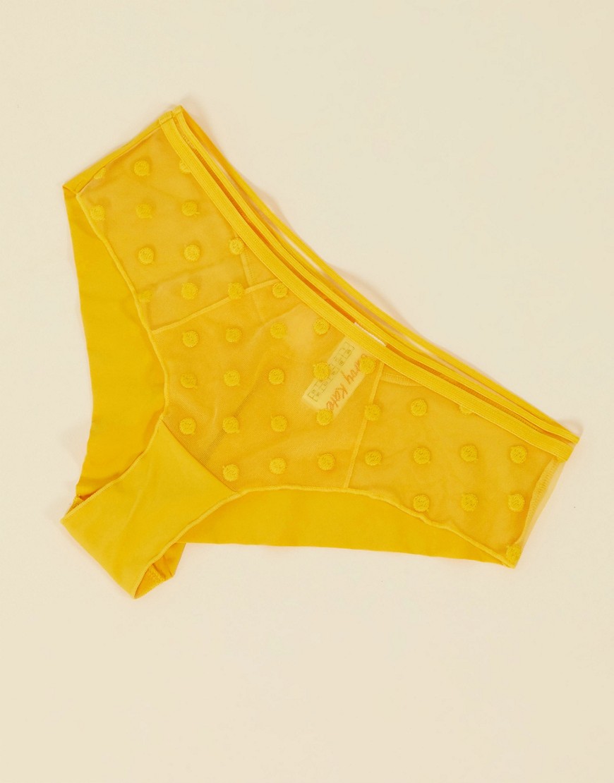 Curvy Kate Top Spot sheer mesh knicker in yellow