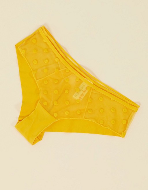 Curvy Kate Top Spot sheer mesh knicker in yellow