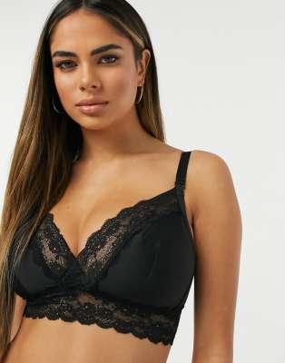 Curvy Kate Twice The Fun Reversible Non Wired Lace Trim Bralette In Black  And Pink