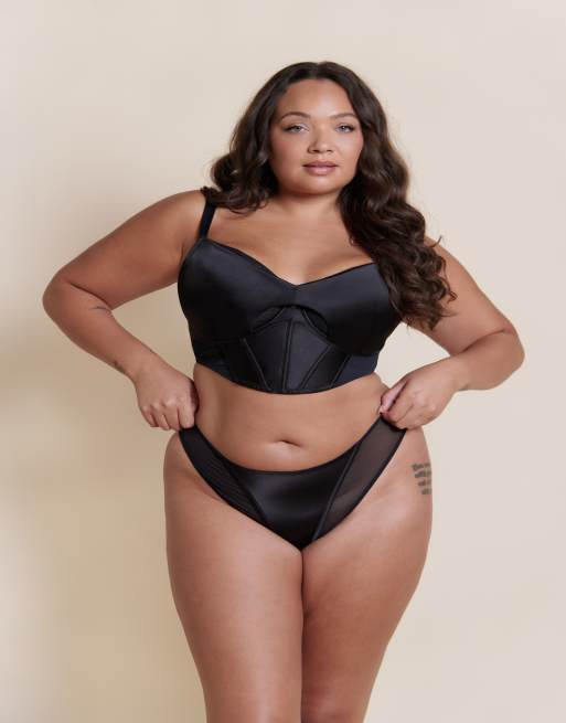 Curvy Kate Unapologetic longline balcony bra black fuller bust in black, 3 of 4
