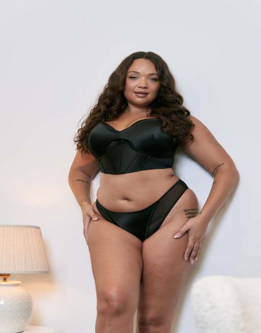 Curvy Kate Unapologetic longline balcony bra black fuller bust in black, 4 of 4