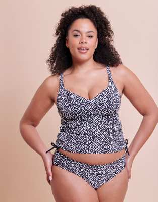 Curvy Kate Wild horizon non-wired multiway tankini top in black print