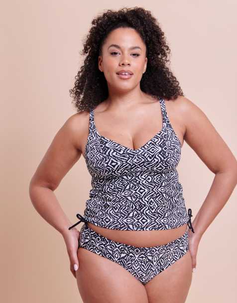 Curvy Kate Wild horizon non-wired multiway tankini top in black print - view 1