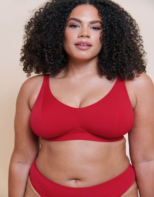 Curvy Kate Zen non-wired bralette red fuller bust in red, 3 of 4