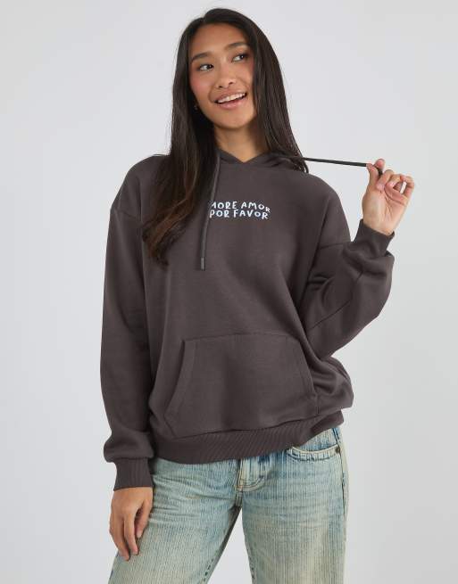 Custard More amor por favour hoodie in grey marl, 2 of 4