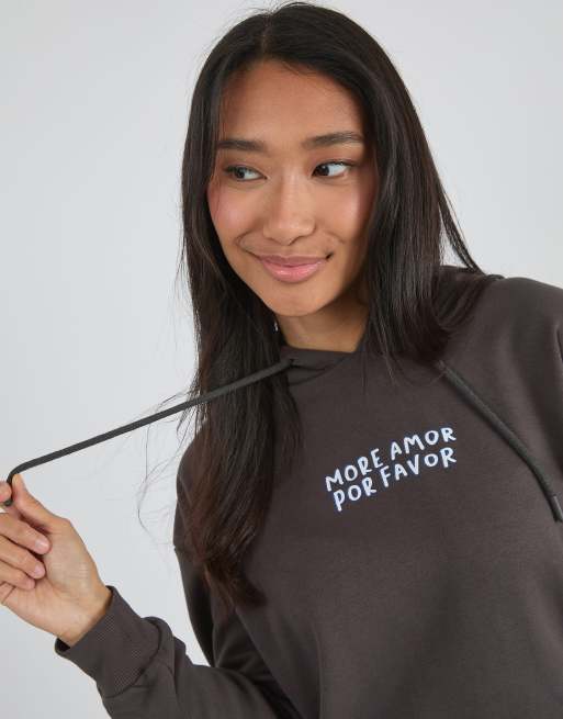 Custard More amor por favour hoodie in grey marl, 4 of 4