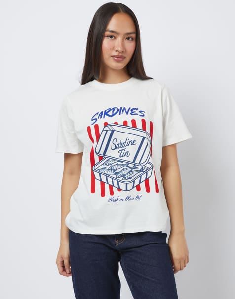 Custard Sardines tin t-shirt in ecru - view 1